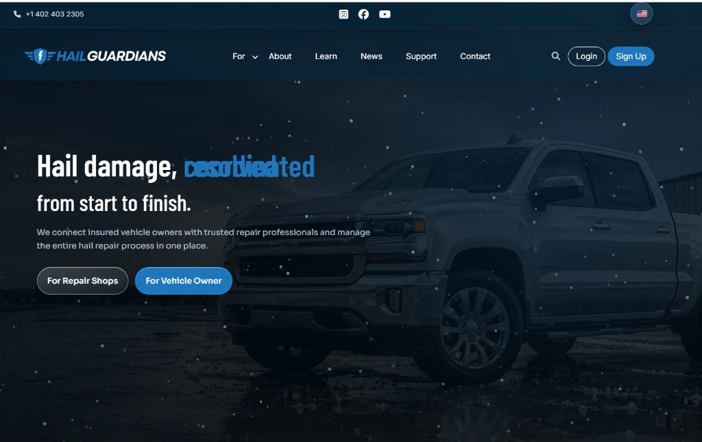 Site hailguardians.com desenvolvido pela 2WP